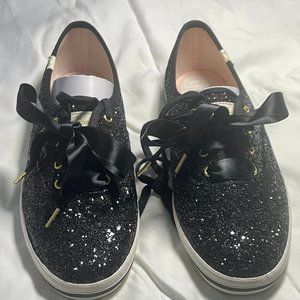 Keds x Kate Spade New York Black Glitter Sneakers, Size 8